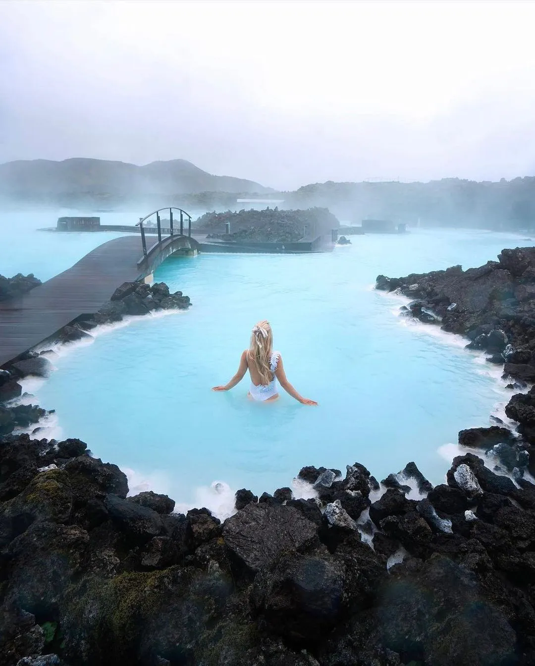 girl on blue lagoon iceland