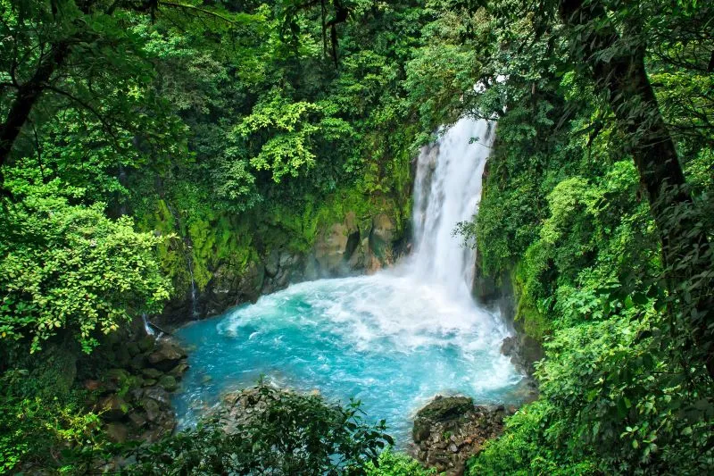 celeste river waterfall in Volcán Tenorio, Guanacaste Province, Costa Rica