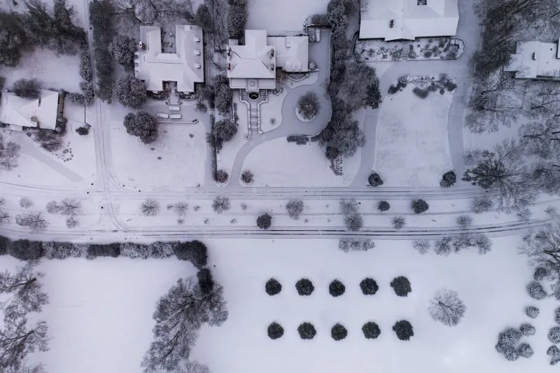 snow in Tennessee, aerial drone shot in Tennessee